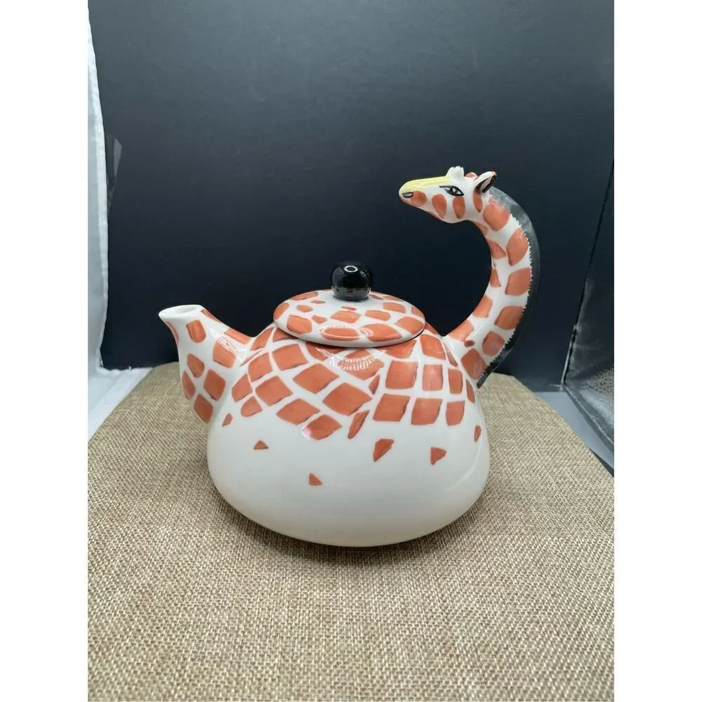 Vintage Pier 1 Imports Giraffe Teapot| 16 oz Hand Painted Unused
